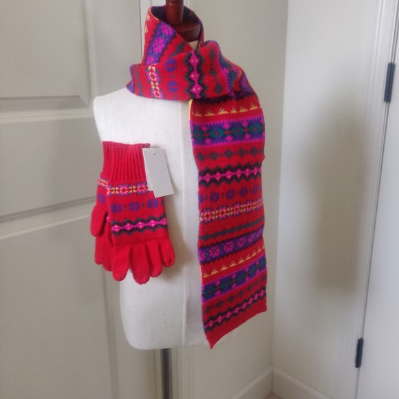 New!J.Crew in fair isle Multi colored Crewcuts 100% wool scarf & gloves Kids set - Picture 12 of 12